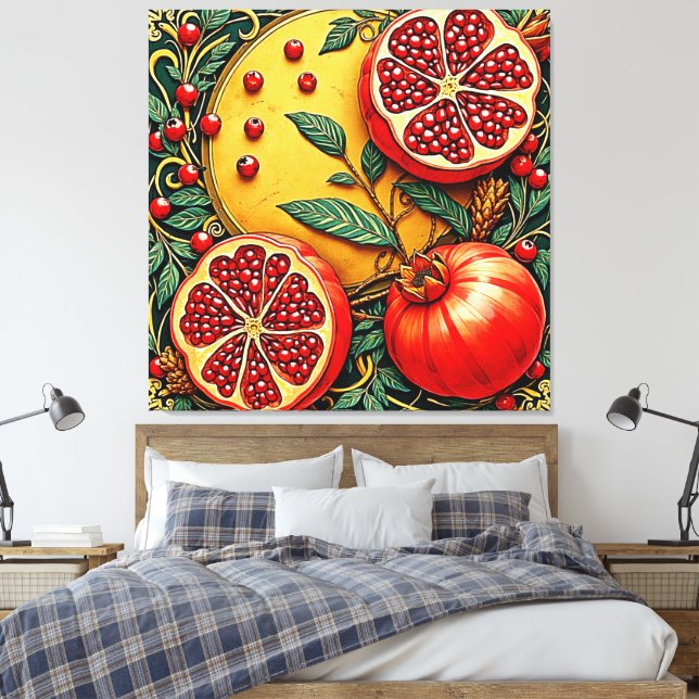 Pomegranat Elegance Art-utskrift Canvastryck (Insitu (sovrum))