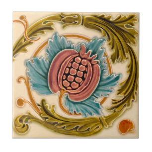 Pomegranat från Art nouveau med Faux Relief Antiq Kakelplatta