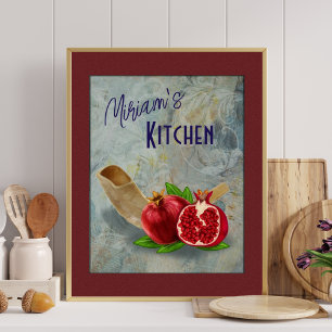 Pomegranat Fruit Shofar Kitchen Art Skriv ut Poster