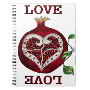Pomegranat Heart KÄRLEK Valentine Anteckningsbok