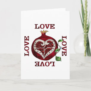 Pomegranat Heart KÄRLEK Valentine Helgkort