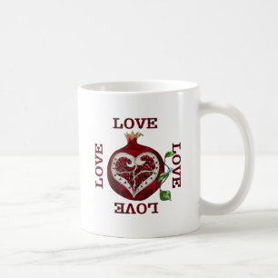 Pomegranat Heart KÄRLEK Valentine Kaffemugg