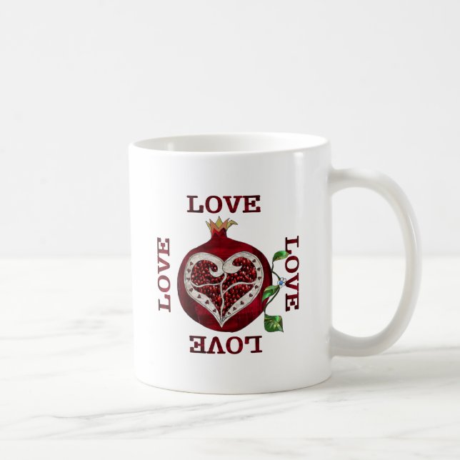 Pomegranat Heart KÄRLEK Valentine Kaffemugg (Höger)