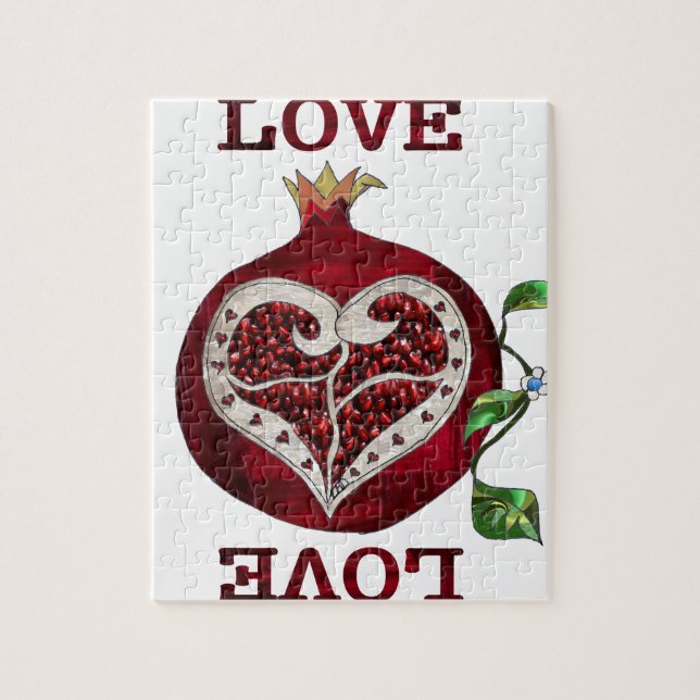 Pomegranat Heart KÄRLEK Valentine Pussel (Vertikal)