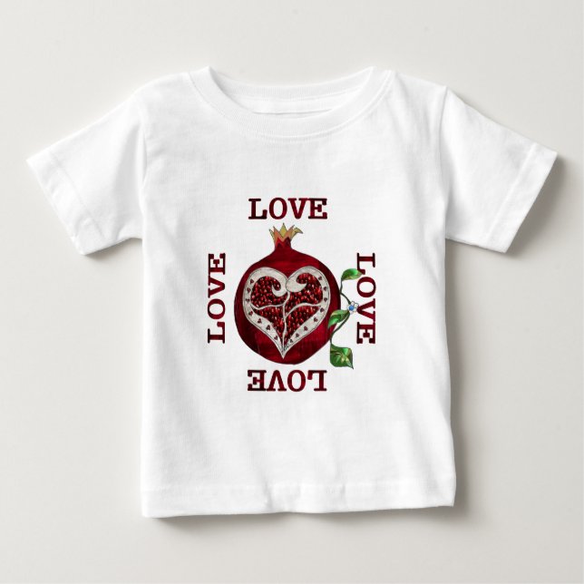 Pomegranat Heart KÄRLEK Valentine T-shirt (Framsida)