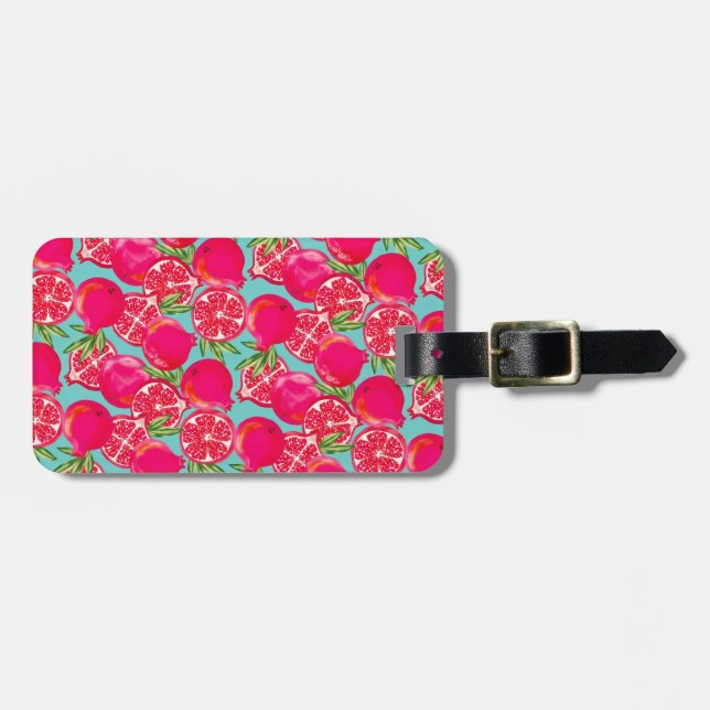 Pomegranat - målat resagemärke bagagebricka (Horisontell Framsida)