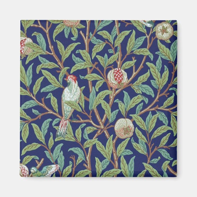 Pomegranat och Little Bird, William Morris Magnet (Framsidan)