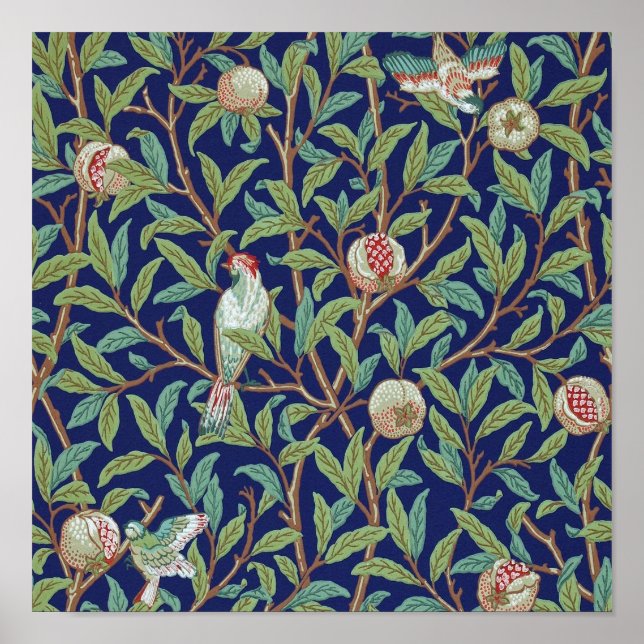Pomegranat och Little Bird, William Morris Poster (Framsidan)