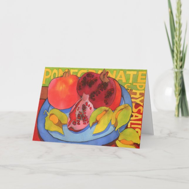 Pomegranat och Physalis Hälsning Card Kort (Framsida)