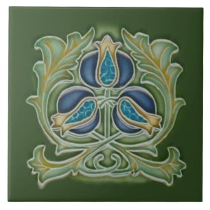 Pomegranat Repro Tile Blues & Grönts från Art no Kakelplatta