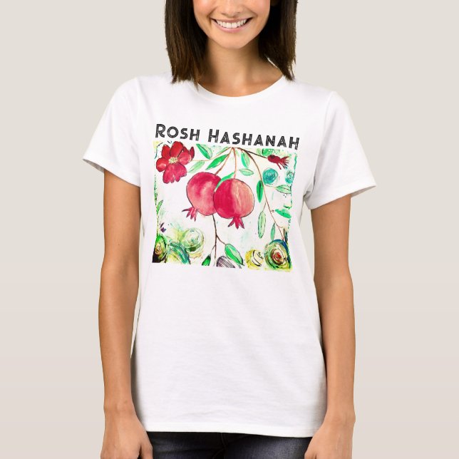 Pomegranat Rosh Hashanah Fruit Shana Tova T Shirt (Framsida)