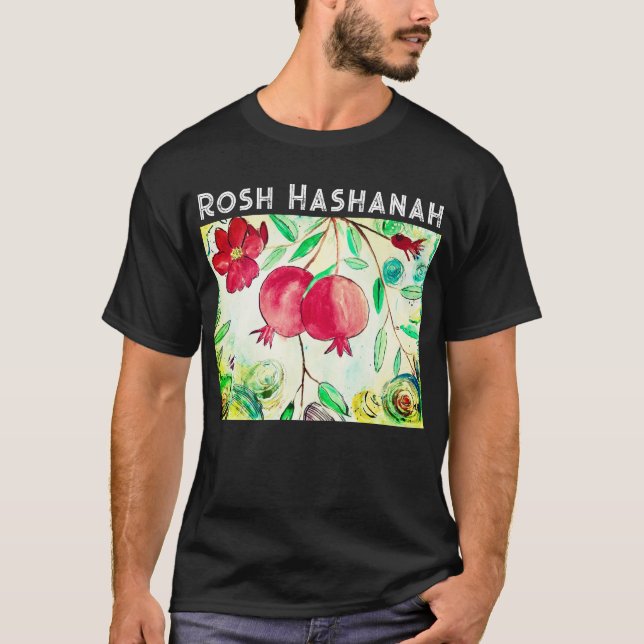Pomegranat Rosh Hashanah Fruit Shana Tova T Shirt (Framsida)