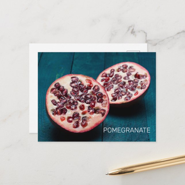 Pomegranat Vegan Fruit Gourmet Foodie Souvenir Helg Vykort (Fram/Back In Situ)