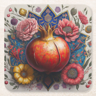 Pomegranat Yalda underlägg Papper Kvadrat