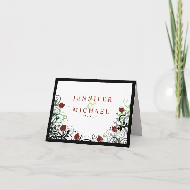 POMEGRANATE Bröllop-Tack-mappat gratulationskort Tack Kort (Framsida)