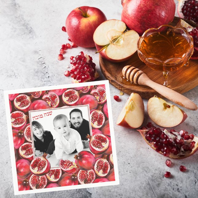 Pomegranate Family Photo Rosh Hashanah Firande Pappersservett (Skapare uppladdad)