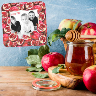 Pomegranate Family Photo Rosh Hashanah Stickers Fyrkantigt Klistermärke