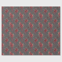  Pomegranate & Olive Botanical Wrapping Paper Presentpapper