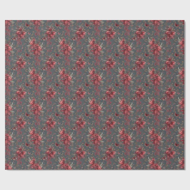  Pomegranate & Olive Botanical Wrapping Paper Presentpapper (Platt)