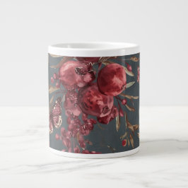 Pomegranate & Olive Mug | Wine Red Botanical Print Jumbo Mugg