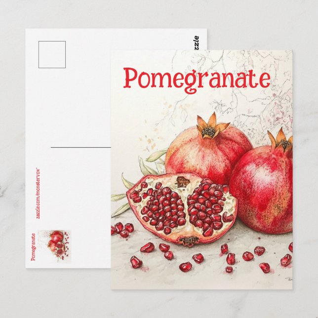 Pomegranate Postcard Vykort (Fram/baksida)