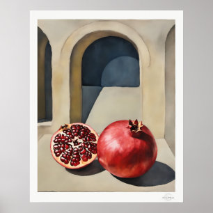 Pomegranate Stilleben med Båge Affisch