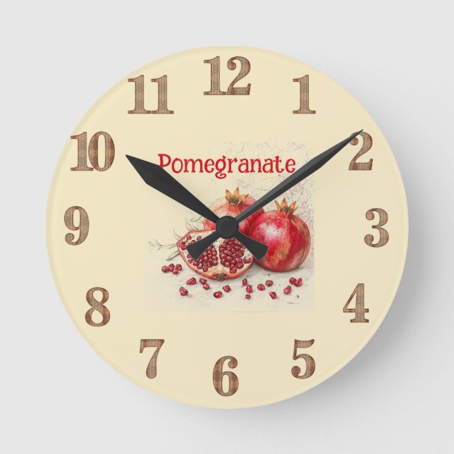 Pomegranate Wall Clock Rund Klocka (Framsida)