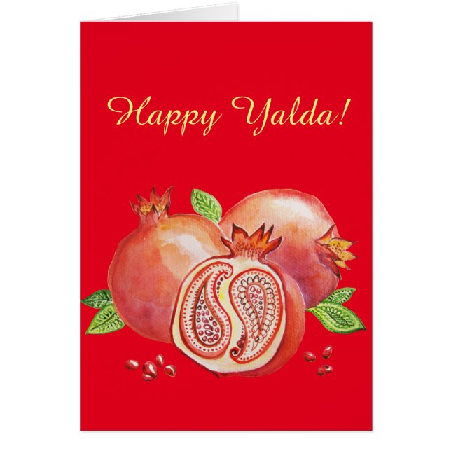 Pomegranatelycklig Yalda Hälsningskort (Framsidan)