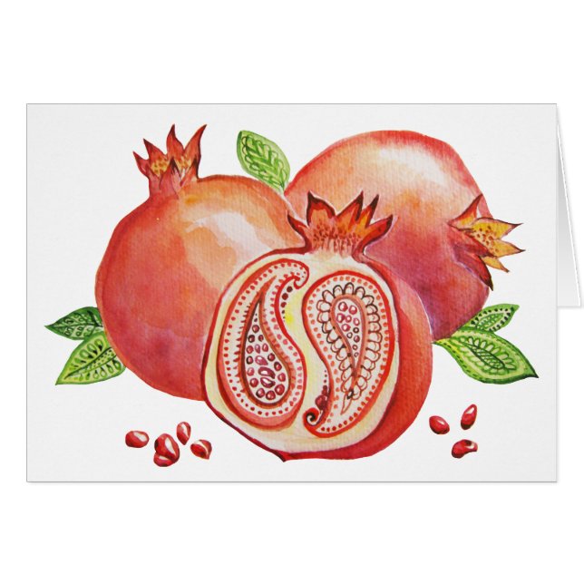 Pomegranatelycklig Yalda Hälsningskort (Framsidan Horizontal)