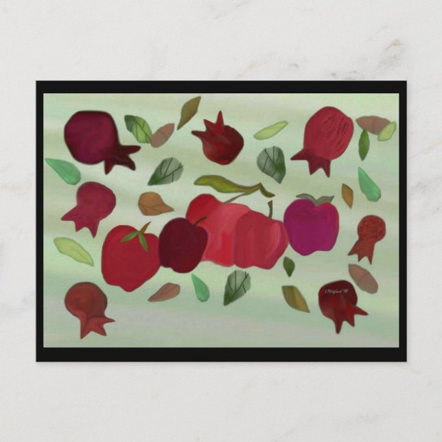 Pomegranater och äppelsötår vykort (Framsida)
