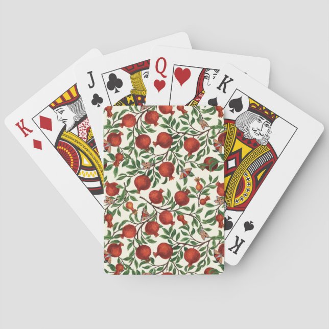 Pomegranater och Bella Moths på benvita Casinokort (Baksidan)