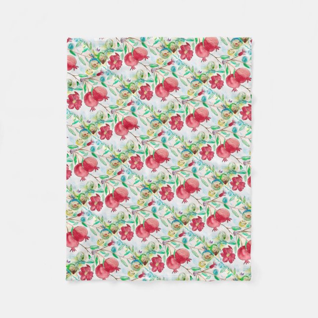 Pomegranatröd frukt mönster Food Hebrew Fleecefilt (Framsidan)