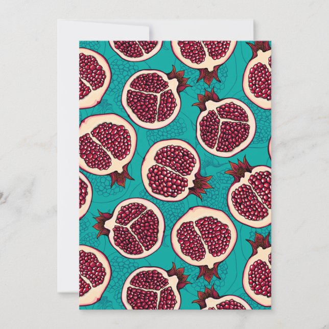 Pomegranatskivor på turkos (Framsida)