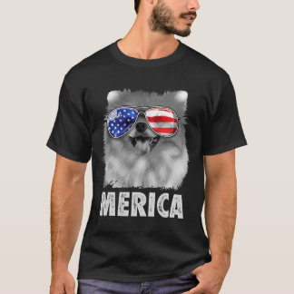Pomeranian 4 juli Amerika Män Amerikansk Flagga T Shirt