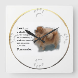 Pomeranian älskaregåvor fyrkantig klocka