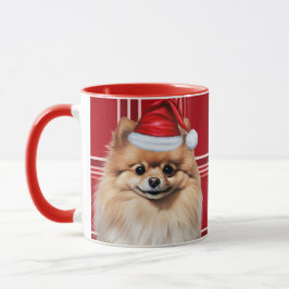 Pomeranian-älskares röda julrutiga Pommern Mugg