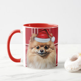Pomeranian-älskares röda julrutiga Pommern Mugg