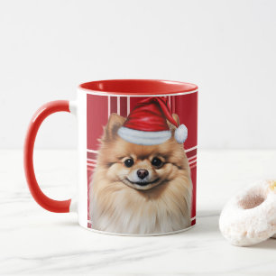 Pomeranian-älskares röda julrutiga Pommern Mugg