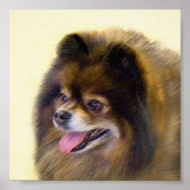 Pomeranian Black and Tan Painting Original Dog Art Poster (Framsidan)