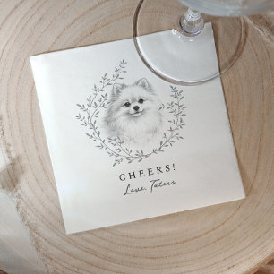 Pomeranian Bröllopshund Elegant Husdjurskiss Pappersservett