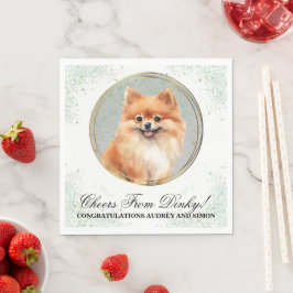 Pomeranian Bröllopsservetter Med Hund Foto Pappersservett