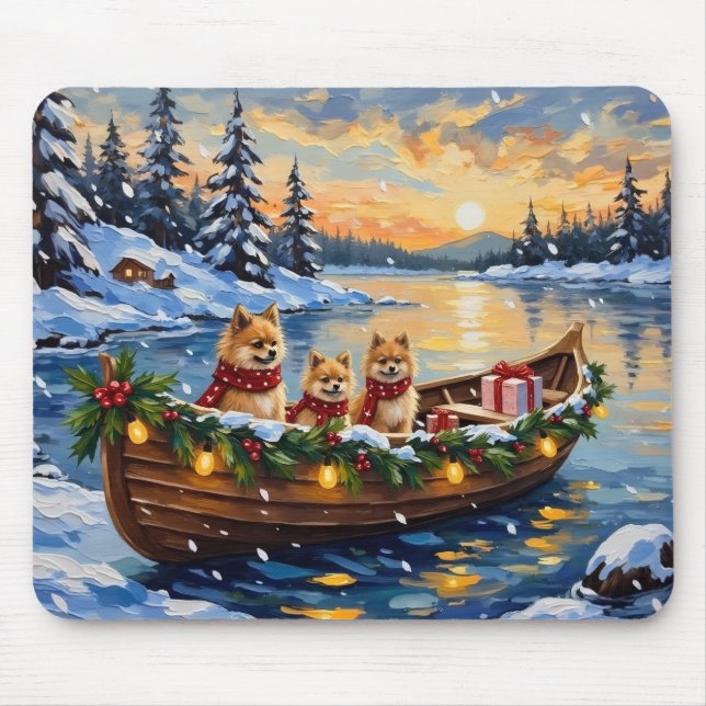 Pomeranian Christmas Boat Holiday Musmatta (Framsidan)