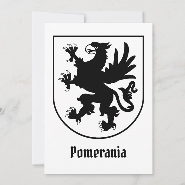 Pomeranian Coat of Arms Black and White Heraldic Inbjudningar (Framsida)