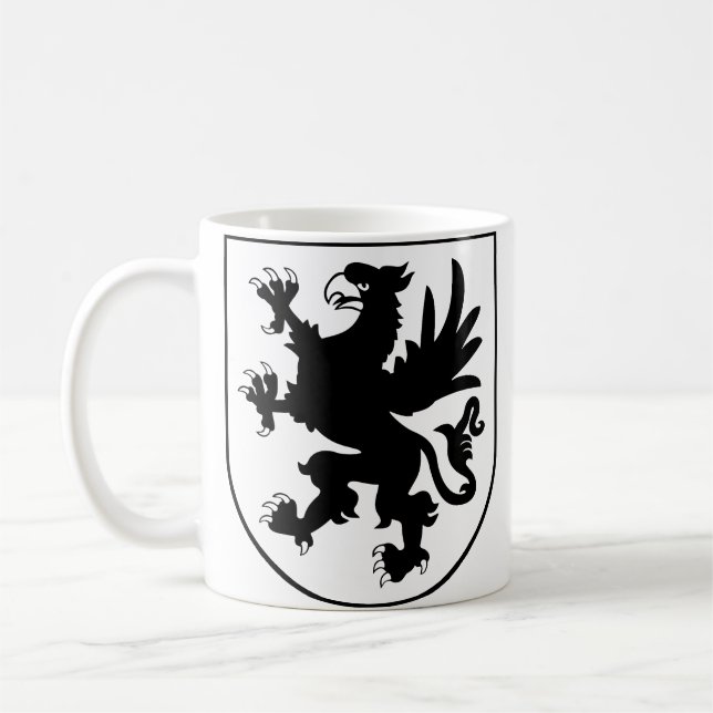Pomeranian Coat of Arms Black and White Heraldic Kaffemugg (Vänster)
