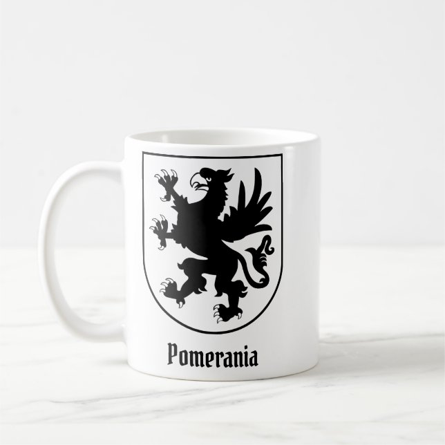 Pomeranian Coat of Arms Black and White Heraldic Kaffemugg (Vänster)