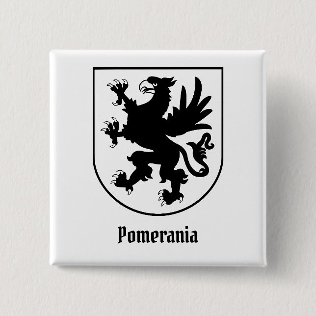 Pomeranian Coat of Arms Black and White Heraldic Knapp (Framsida)