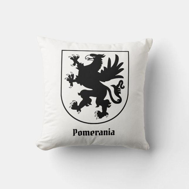 Pomeranian Coat of Arms Black and White Heraldic Kudde (Framsida)