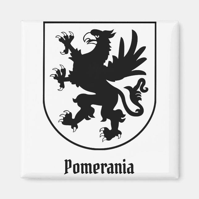 Pomeranian Coat of Arms Black and White Heraldic Magnet (Framsidan)