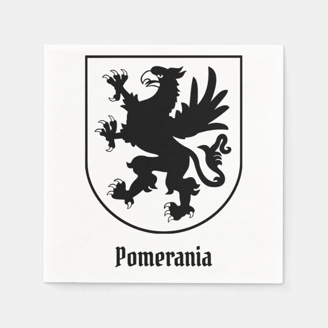 Pomeranian Coat of Arms Black and White Heraldic Pappersservett (Framsidan)