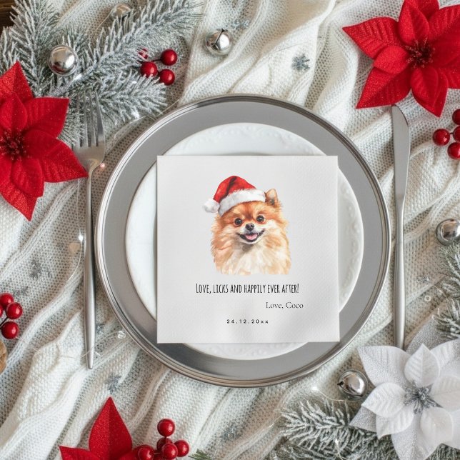 Pomeranian Custom Pet Christmas Wedding  Paper Pappersservett (Skapare uppladdad)